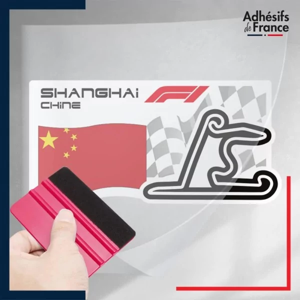 stickers sous film transfert Formule 1 - Circuit F1 de Shanghai avec drapeau de Chine