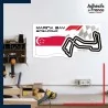 Adhésif grand format Formule 1 - Circuit F1 de Marina Bay avec drapeau de Singapour