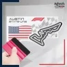 stickers sous film transfert Formule 1 - Circuit F1 d'Austin avec drapeau des Etats-Unis