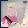 stickers sous film transfert Peppa Pig - Peppa en princesse devant son miroir
