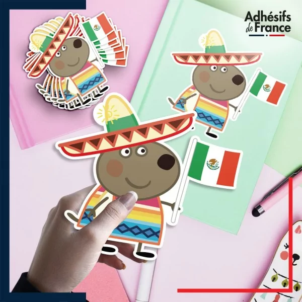 autocollant petit format Peppa Pig - Dany Dog Mexique