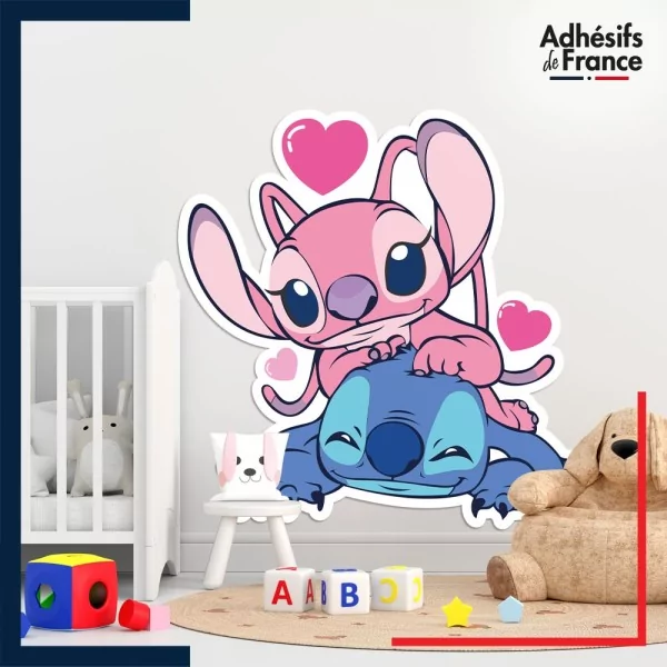 Adhésif grand format Disney - Angel et Stitch love