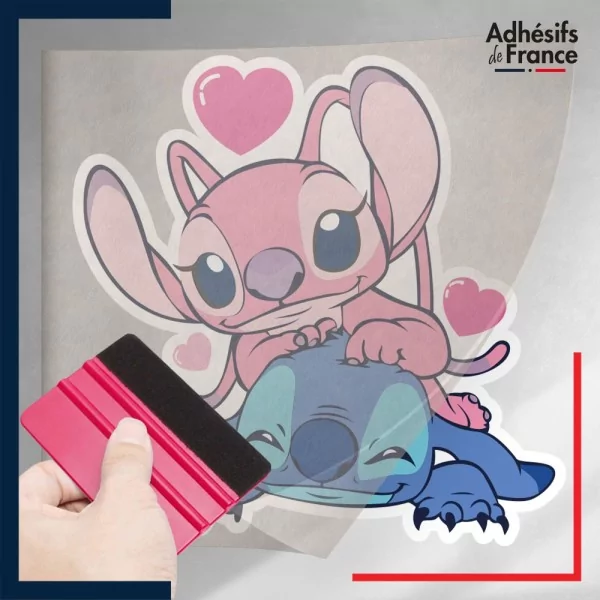 stickers sous film transfert Disney - Angel et Stitch love