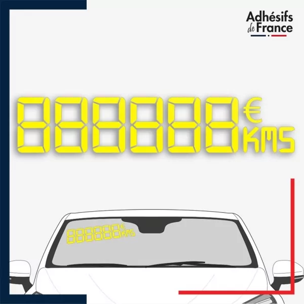 Kit de chiffres digitaux adhésifs kms et prix coloris jaune