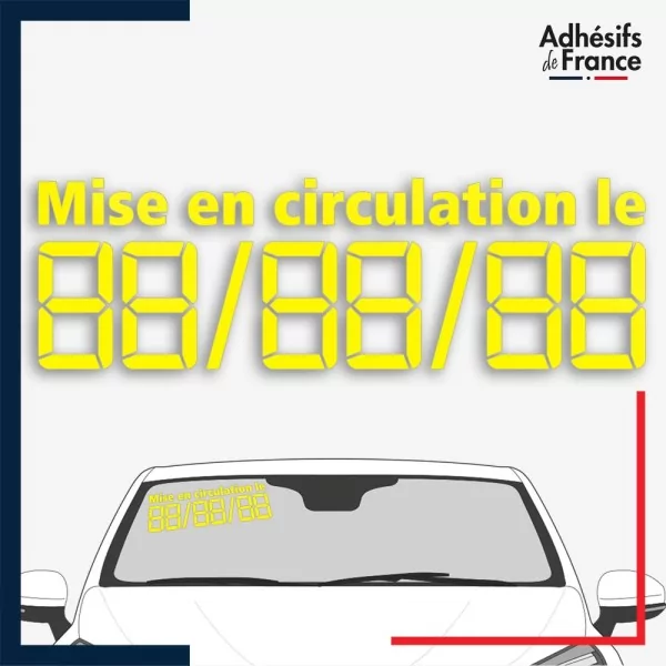 Kit de chiffres digitaux adhésifs date de mise en circulation coloris jaune