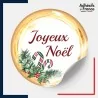 étiquette noël - Motif canne en sucre et houx