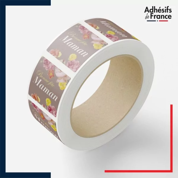 Rouleau d'étiquettes fêtes des mères - Motif fleurs naturelles