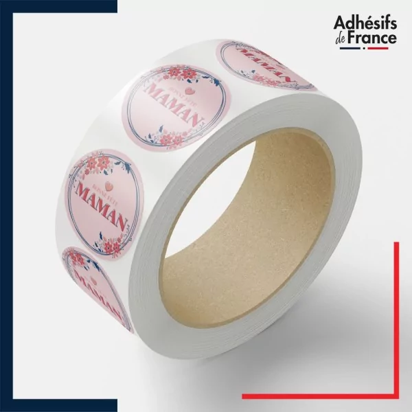 Rouleau d'étiquettes fête des mères - Motif la vie en rose