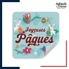 étiquette Pâques - Motif lapins, œufs et fleurs
