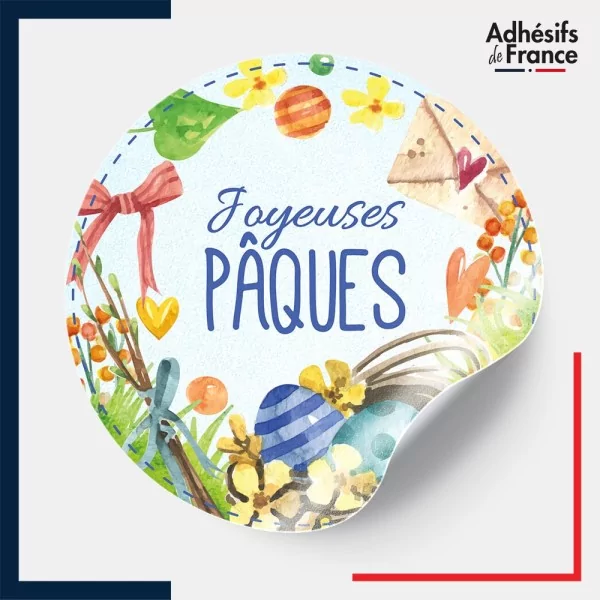 étiquette Pâques - Motif chasse aux œufs