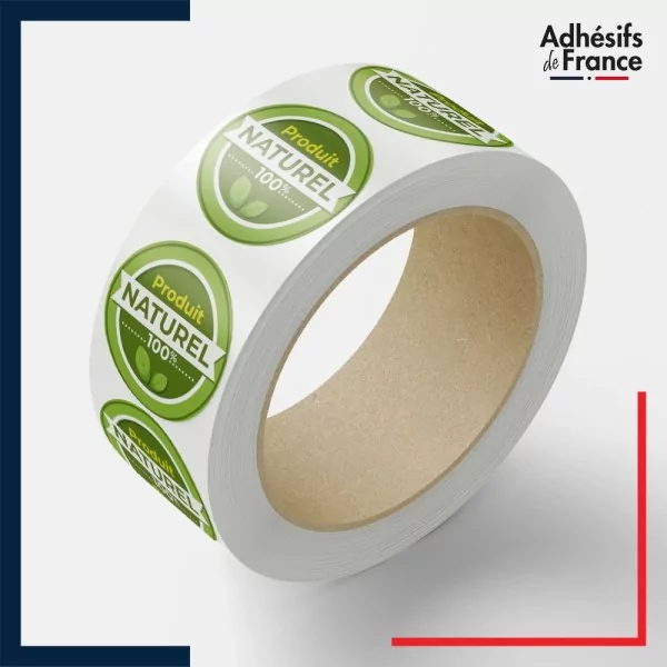 Rouleau d'étiquettes origine - Produit 100% naturel - Motif jeune pousse