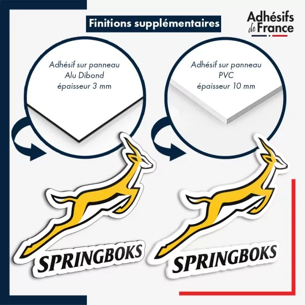 sticker sur plaque aluminium dibond ou panneau PVC logo rugby - Afrique du Sud - Springboks