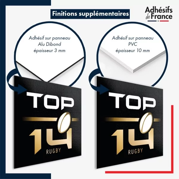 sticker sur plaque aluminium dibond ou panneau PVC logo rugby - Top 14