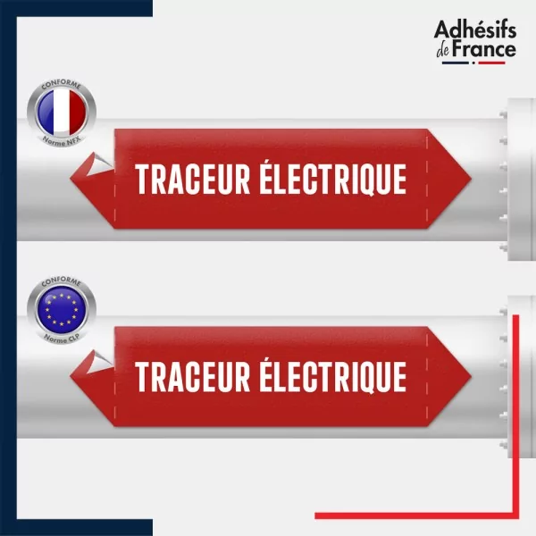 Vinyle adhésif de Tuyauterie norme NFX ou CLP - Traceur électrique