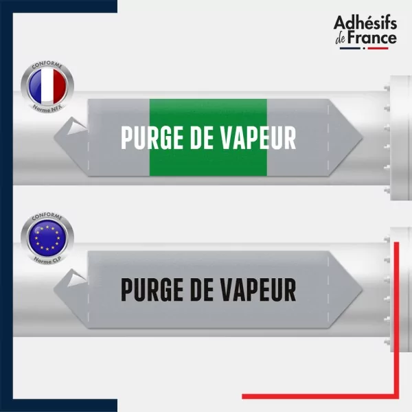 Vinyle adhésif de Tuyauterie norme NFX ou CLP - Purge de vapeur