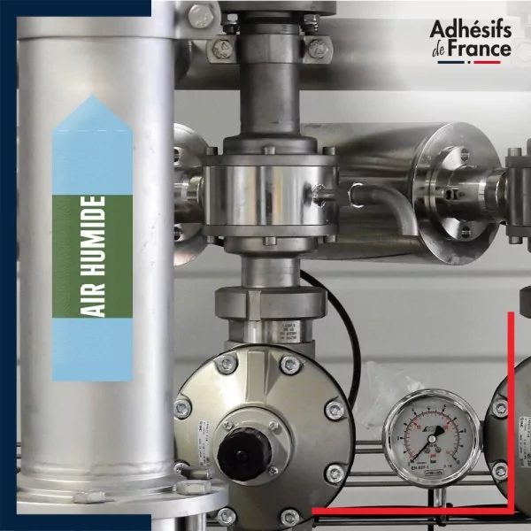Marqueur tuyauterie norme française NFX air - adhésif laminé colle forte - Air humide