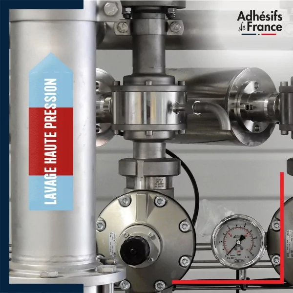 Marqueur tuyauterie norme française NFX air - adhésif laminé colle forte - Lavage haute pression
