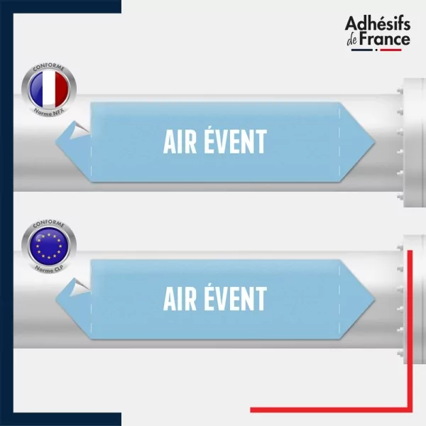 Vinyle adhésif de Tuyauterie norme NFX ou CLP - Air évent