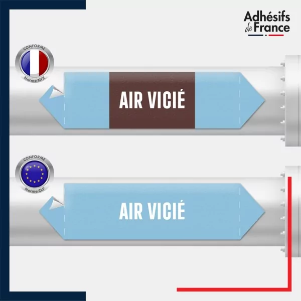 Vinyle adhésif de Tuyauterie norme NFX ou CLP - Air vicié
