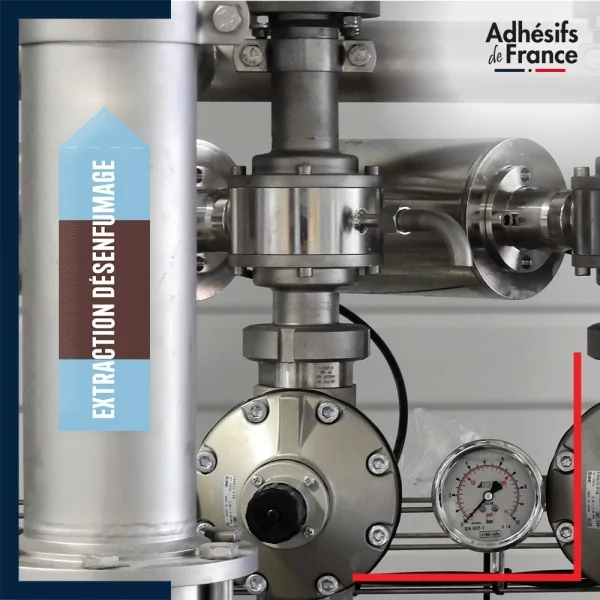 Marqueur tuyauterie norme française NFX air - adhésif laminé colle forte - Extraction désenfumage