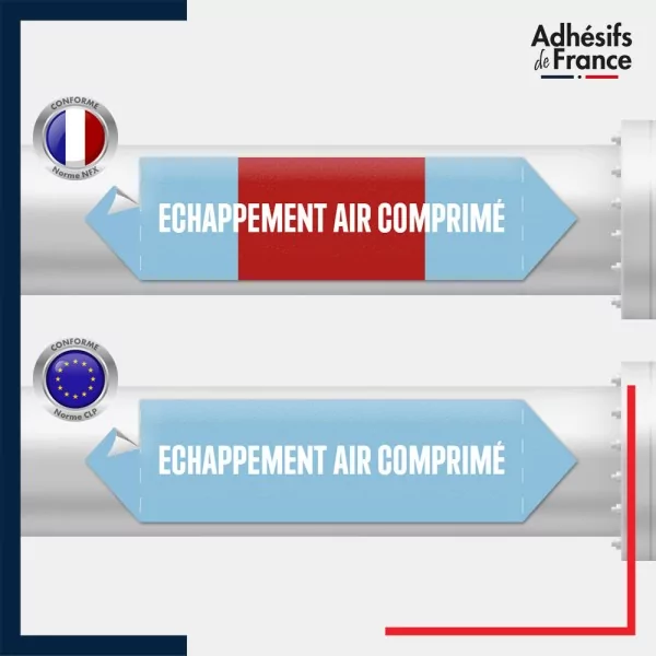 Vinyle adhésif de Tuyauterie norme NFX ou CLP - Echappement air comprimé