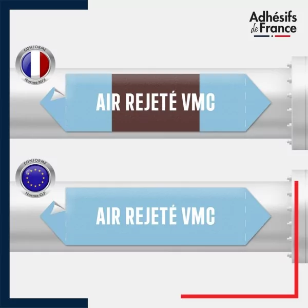 Vinyle adhésif de Tuyauterie norme NFX ou CLP - Air rejeté VMC