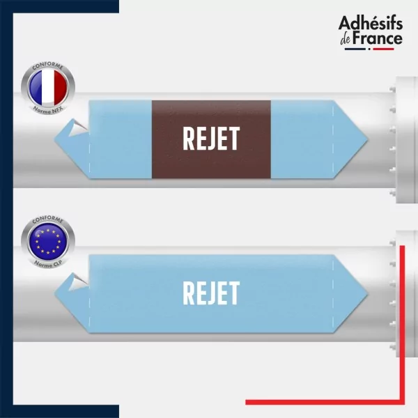 Vinyle adhésif de Tuyauterie norme NFX ou CLP - Rejet
