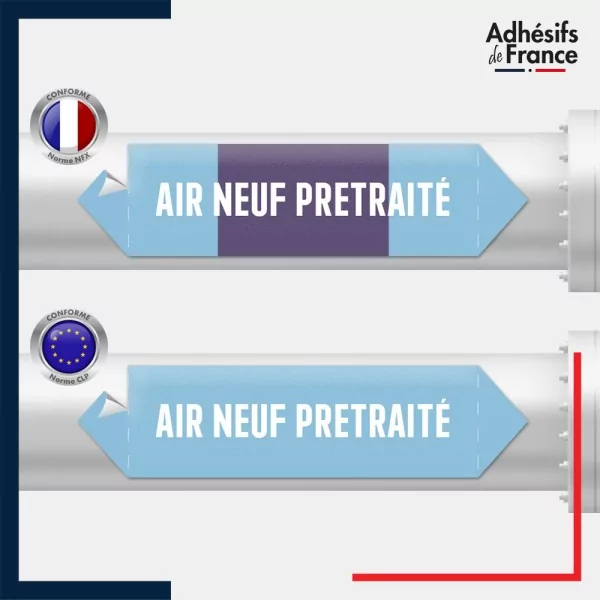 Vinyle adhésif de Tuyauterie norme NFX ou CLP - Air neuf pretraité