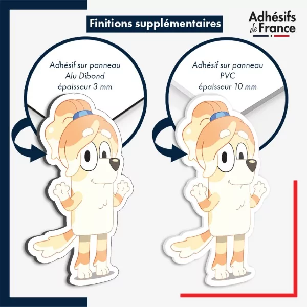 sticker sur plaque aluminium dibond ou panneau PVC Bluey - Frisky