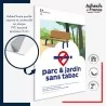 Panneau PVC Parc et jardin sans tabac – panneau conforme au décret 2025-582, lutte contre le tabagisme.