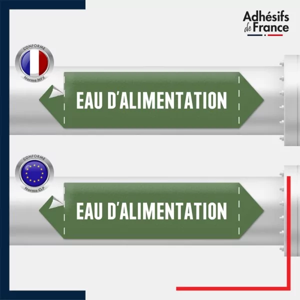 Vinyle adhésif de Tuyauterie norme NFX ou CLP - Eau d'alimentation
