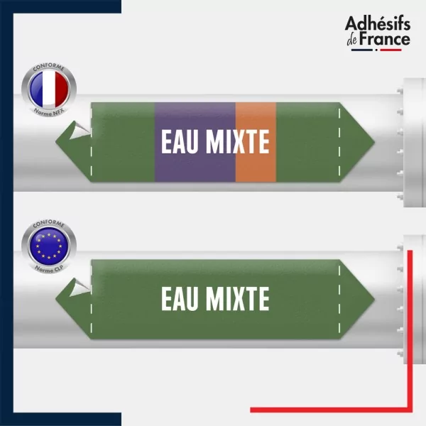 Vinyle adhésif de Tuyauterie norme NFX ou CLP - Eau mixte