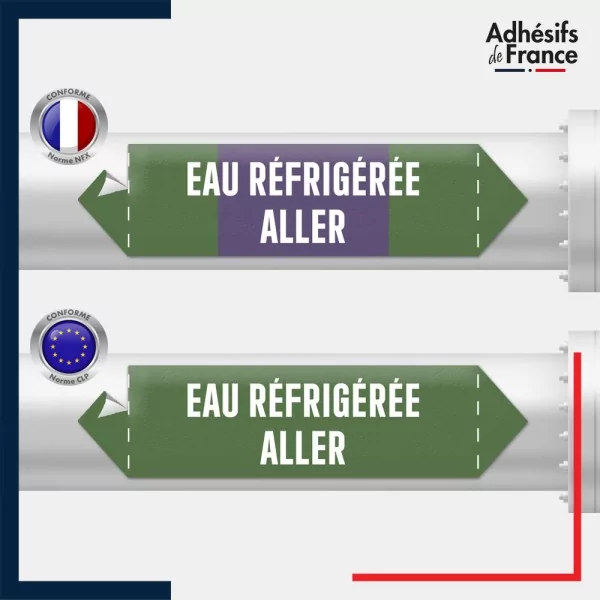 Vinyle adhésif de Tuyauterie norme NFX ou CLP - Eau réfrigérée aller