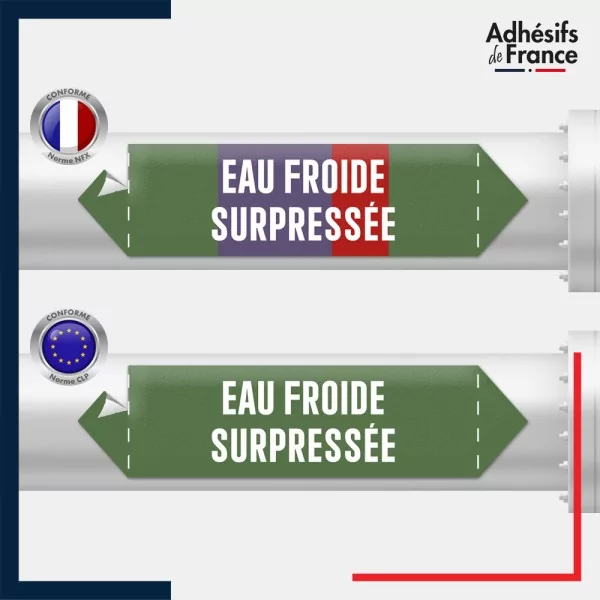 Vinyle adhésif de Tuyauterie norme NFX ou CLP - Eau froide surpressée