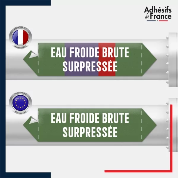 Vinyle adhésif de Tuyauterie norme NFX ou CLP - Eau froide brute surpressée