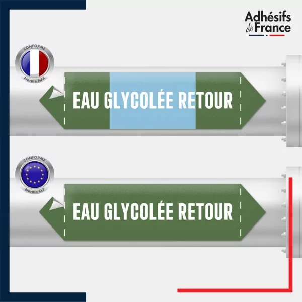 Vinyle adhésif de Tuyauterie norme NFX ou CLP - Eau glycolée retour