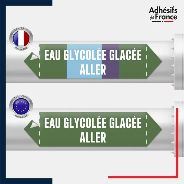 Vinyle adhésif de Tuyauterie norme NFX ou CLP - Eau glycolée glacée aller