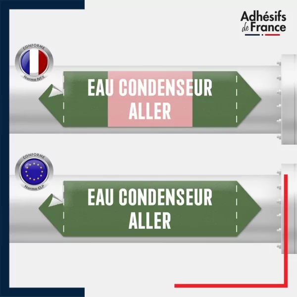 Vinyle adhésif de Tuyauterie norme NFX ou CLP - Eau condenseur aller