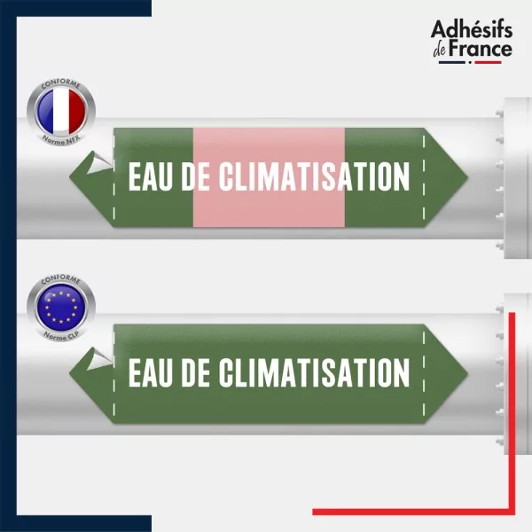 Vinyle adhésif de Tuyauterie norme NFX ou CLP - Eau de climatisation