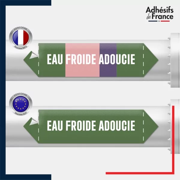 Vinyle adhésif de Tuyauterie norme NFX ou CLP - Eau froide adoucie