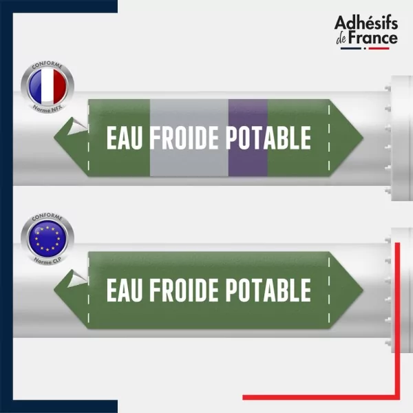 Vinyle adhésif de Tuyauterie norme NFX ou CLP - Eau froide potable