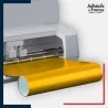 machine découpe rouleau d'adhésif vinyle jaune d'or