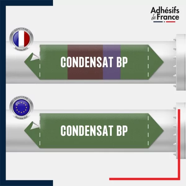 Vinyle adhésif de Tuyauterie norme NFX ou CLP - Condensat bp