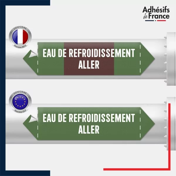 Vinyle adhésif de Tuyauterie norme NFX ou CLP - Eau de refroidissement aller