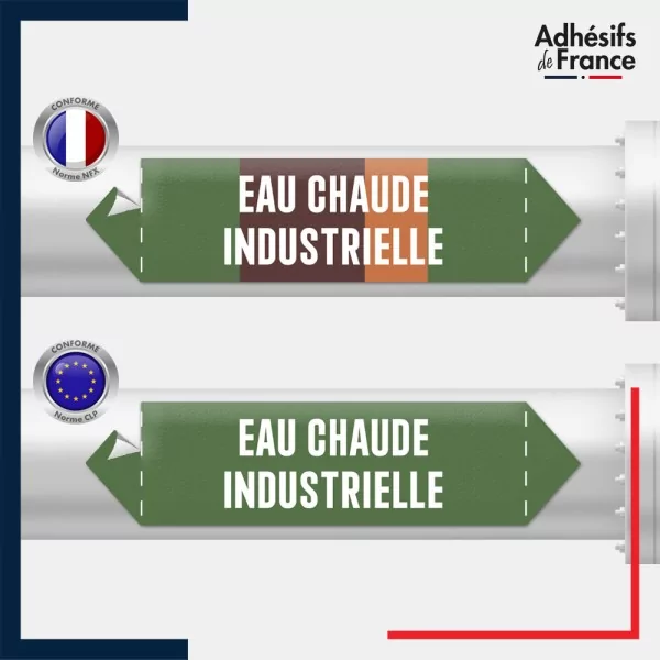 Vinyle adhésif de Tuyauterie norme NFX ou CLP - Eau chaude industrielle