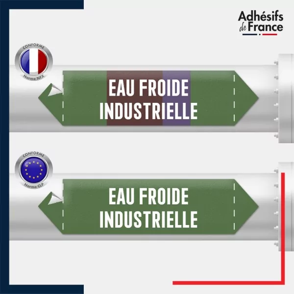 Vinyle adhésif de Tuyauterie norme NFX ou CLP - Eau froide industrielle