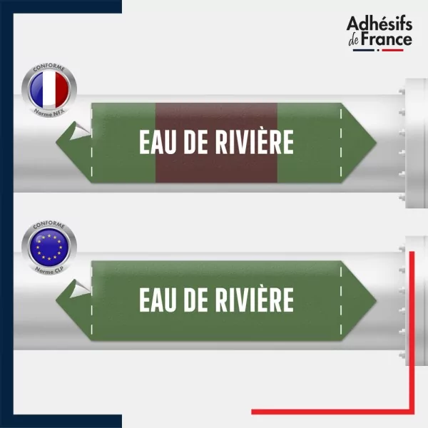 Vinyle adhésif de Tuyauterie norme NFX ou CLP - Eau de rivière