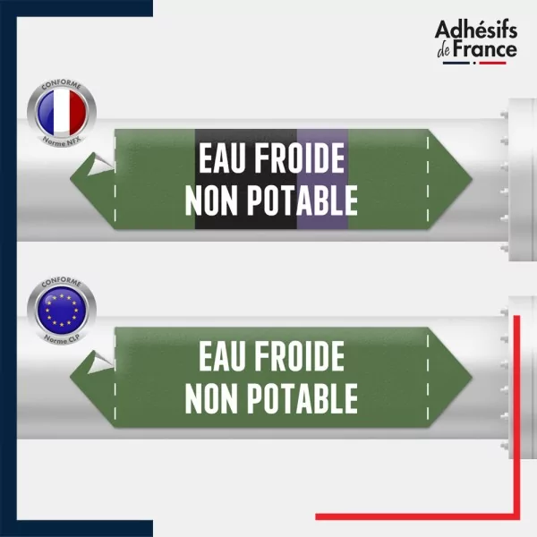 Vinyle adhésif de Tuyauterie norme NFX ou CLP - Eau froide non potable