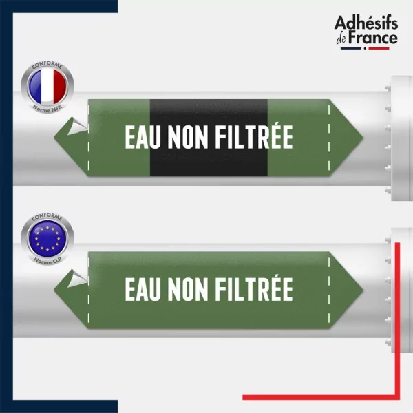 Vinyle adhésif de Tuyauterie norme NFX ou CLP - Eau non filtrée