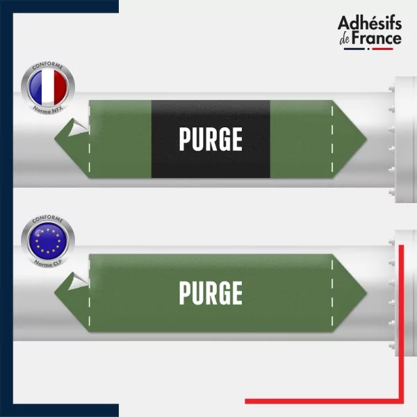 Vinyle adhésif de Tuyauterie norme NFX ou CLP - Eau - purge
